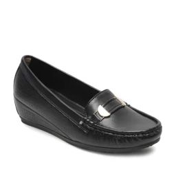 Flat N Heels Women's Black Wedge Loafers-image-15