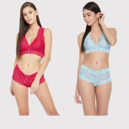 Secrets By ZeroKaata Multicolor Lace Lingerie Set (Pack of 2)-image-13