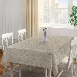 Klotthe Solid Beige 300 TC Cotton Rectangle 6-Seater Table Cover-image-86