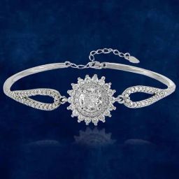 Taraash 92.5 Sterling Silver Flower Bangle for Women-image-22