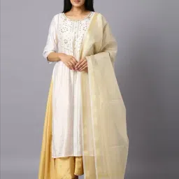 Aurelia Women White Floral Print Viscose Dress with Dupatta-picture-20