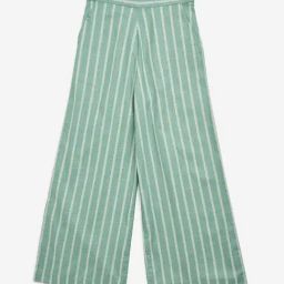 Utsa Kids by Westside Sea Green Striped High-Rise Cotton Blend Palazzos-image-45