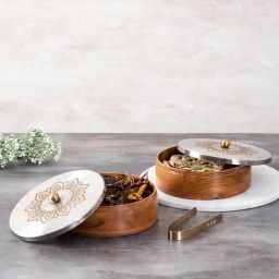 Nestroots Printed Brown Wood Serving Set of 2-43