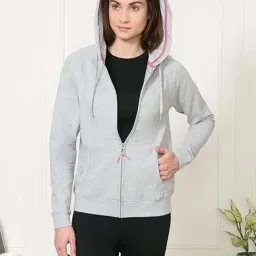Van Heusen Athleisure Comfort Fit Antiviral Smart Tech+ Solid Hoodie - Grey Melange-23