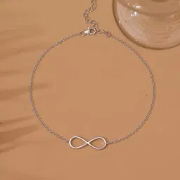 925 Silver Adjustable Infinity Desing Adjustable Anklet Payal for Women & Girls-image-37