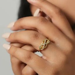 Mabel 92.5 Sterling Silver 18k Gold-Plated Infinity Pave Adjustable Ring-image-91