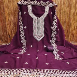 MANVAA Embellished Silk Georgette Unstitched Dress Material-picture-15