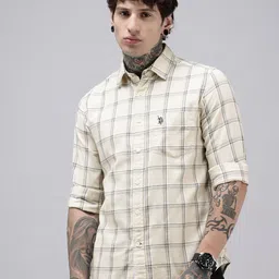 U.S. Polo Assn. Pure Cotton Tailored Fit Tartan Checks Opaque Casual Shirt-picture-19