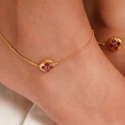 Abdesigns Gold-Tone Plated Enchanting Pachi Kundan Classic Anklets-11