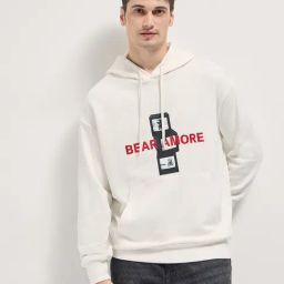 The Bear House White Relaxed Fit Graphic Hoodie-image-60