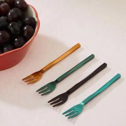 Fabindia Bahaar Multicolor Metal Dessert Fork - Set of 4-image-61