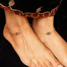 Abdesigns Gold-Tone Plated Enchanting Pachi Kundan Classic Anklets-10