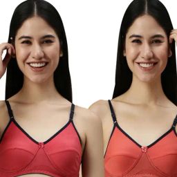 Kryptic Pink & Coral Cotton Medium Coverage Bralette Bra (Pack Of 2)-image-13