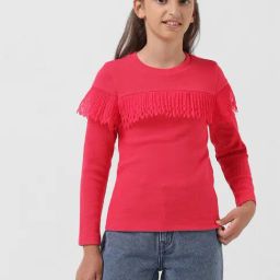 VERO MODA GIRL Pink Solid Full Sleeves Top-image-21