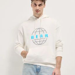 The Bear House White Relaxed Fit Graphic Hoodie-image-0