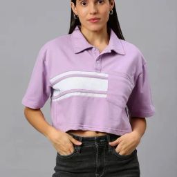 House Of RS Lavender Printed Polo T-Shirt-image-97