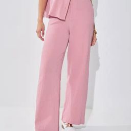Styli Pink Cotton Straight Fit Mid Rise Trousers-image-40