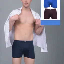 Dollar Lehar Assorted Cotton Regular Fit Trunks - Pack Of 3-image-83