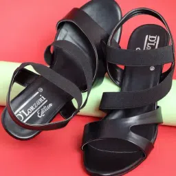 D'LORZERI Women's Black Ankle Strap Sandals-image-82