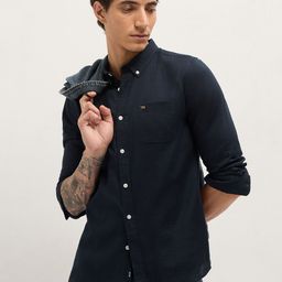 THE BEAR HOUSE Slim Fit Cotton Linen Casual Shirt-picture-24