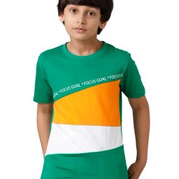 Under Fourteen Only Kids Green Color Block T-Shirt-image-27