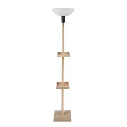 Sanded Edge Wood Style H Walnut Frappe Uplight Floor Lamp in Solid Wood with White Washable Acrylic-16