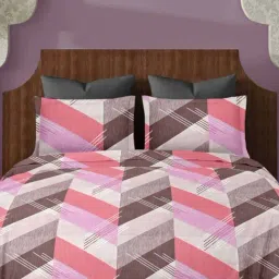 Ariana SORRENTO Pink & Brown Cotton 144 TC Double Size Bedsheet With 2 Pillow Covers-image-40