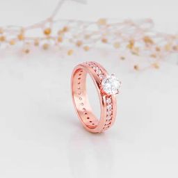 GIVA 92.5 Sterling Silver Rose Gold Bright Trail Ring-image-84