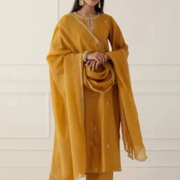 Ikshita Choudhary Mustard Sanjh Yellow Embroidered Kurta-picture-27