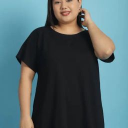 theRebelinme Black Cotton Plus Size T-Shirt-image-71