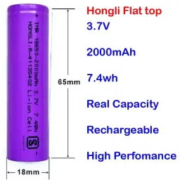 KP 3.7 V Hongli Flat Top Rechargeable Lithium-Ion Battery 2000 mAh For LED, Bluetooth Speaker, Laptops, Power Bank and Torch, 18650 (Pack of 4) image 3