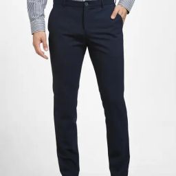 SELECTED HOMME Navy Slim Fit Flat Front Trousers-image-17