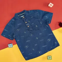 Pantaloons Baby Kids Blue Cotton Printed Shirt-picture-2