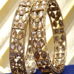 Karatcart Antique Gold-Plated Kundan Studded Bangles for Women - Set of 2-7