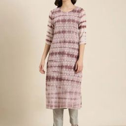 SHOWOFF Mauve Georgette Embroidered Kurta-image-21