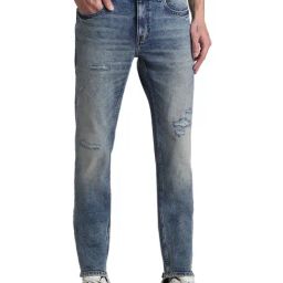 Jack & Jones Medium Blue Cotton Regular Fit Distressed Jeans-image-34