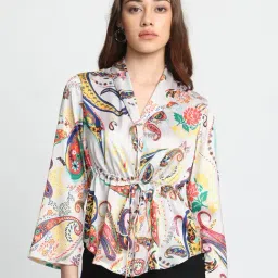 SHAYE White Floral Print Shirt-image-54