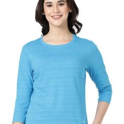 BLOSSOM Light Blue Striped T-Shirt-image-1
