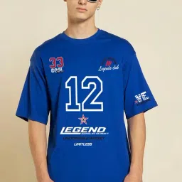 Bewakoof Blue Oversized Graphic T-Shirt-picture-32