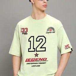 Bewakoof Green Oversized Graphic T-Shirt-image-95