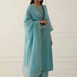 Ikshita Choudhary Sky Blue Sanjh Embroidered Kurta-picture-30