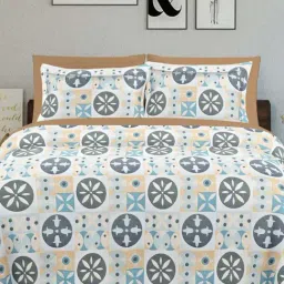 Ariana SARDINIA Aqua Cotton 144 TC King Size Bedsheet With 2 Pillow Covers-image-28