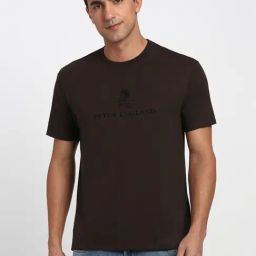 Peter England Brown Cotton Regular Fit Graphic T-Shirt-image-39