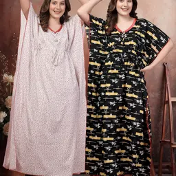 KLOTTHE Multi Cotton Blend Nightdress-image-96