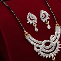 Frap Artificial Stones Studded & Beaded Mangalsutra With Earrings-picture-12