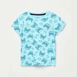 Juniors by Lifestyle Sky Blue Cotton Printed T-Shirt-image-89