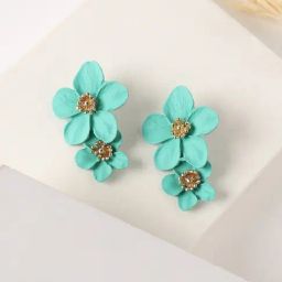 Sohi Women's Maxi Flora Drop Earrings  Aqua Blue-image-14