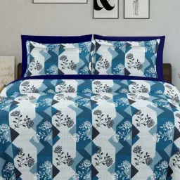 Ariana SARDINIA Blue Cotton 144 TC King Size Bedsheet With 2 Pillow Covers-picture-6