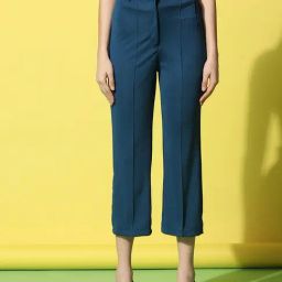 SELVIA Teal Regular Fit Mid Rise Trousers-image-72