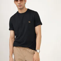 Andamen Black Regular Fit Solid Crew Neck T-Shirt-image-19